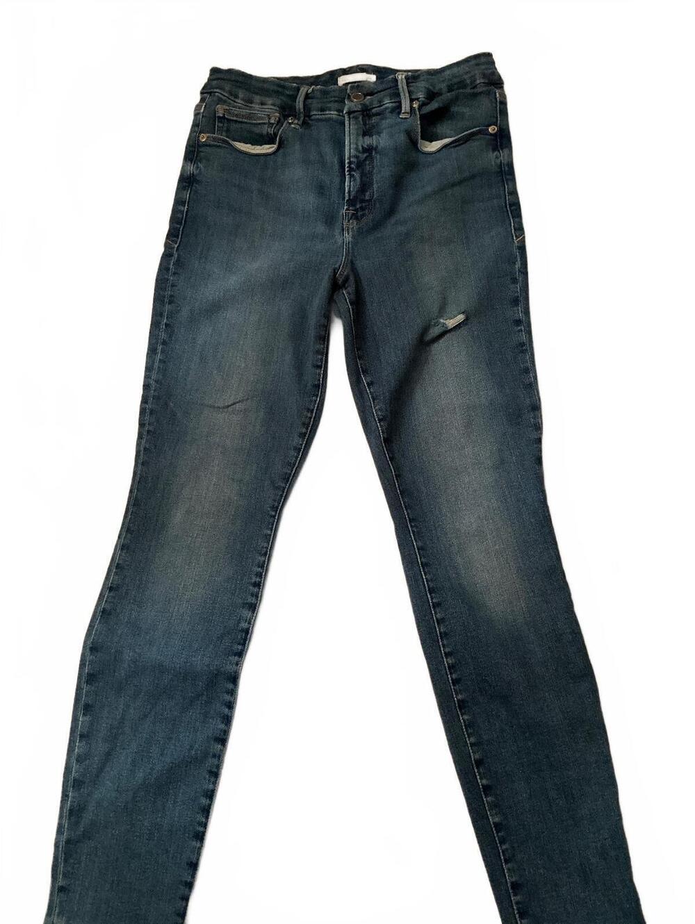 Good American Good Waist Distressed Medium Wash Jeans Size 8/29